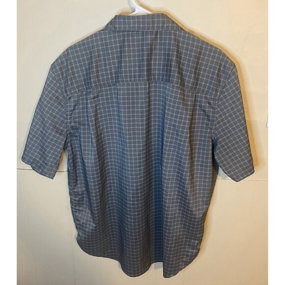 Falls Creek Mens Performance Short Sleeve Button Down Shirt Sz Large Grey Plaid - Picture 7 of 7